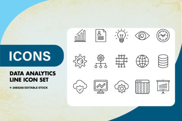 Data Analytics Line Icon Set