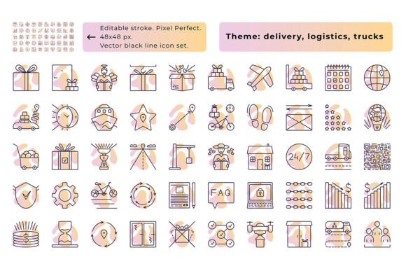Delivery Gradient Line Icon Set