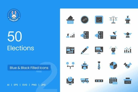 Elections Blue Black Icons