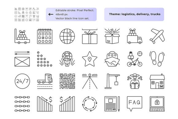 Enhancing Visual Communication with the Logistics Black Line Icon Set