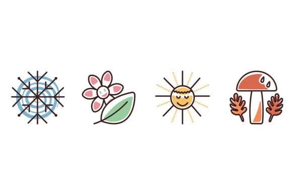 Four Seasons Groovy Icon Set