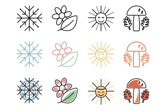 Four Seasons Icon Set: A Modern Visual Language for Timeless Design