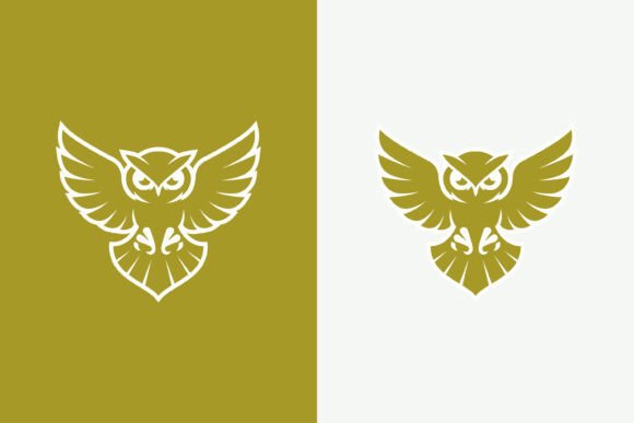 Majestic Gold Owl Fly Logo Wisdom: A Symbol of Elegance and Insight