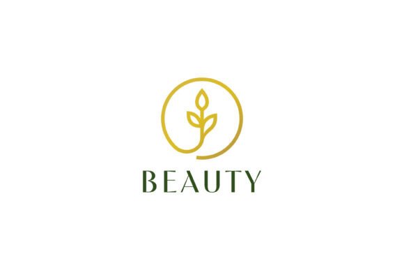 Minimalist Gold Flower Leaf Logo Beauty
