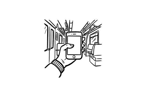 Person Using Smartphone on Public Transp