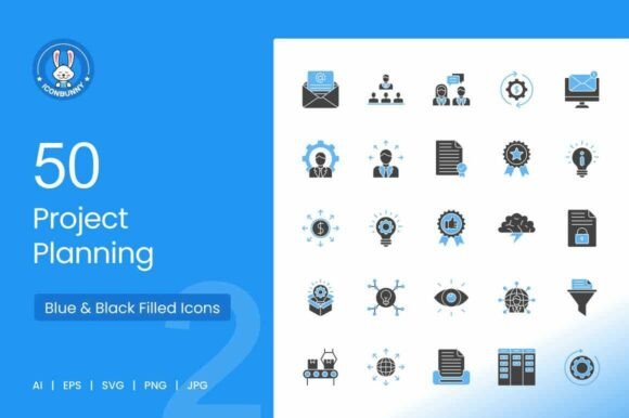 Project Planning Blue Black Icons