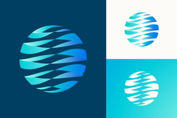 Revitalize Your Corporate Image with the Abstract Circle Deep Blue Wave Logo