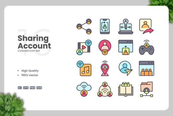 Sharing Account Colored Icons for Every Digital and Print Need