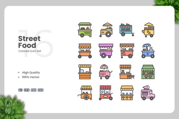 Street Food Colored Icons: A Perfect Blend of Simplicity and Creativity
