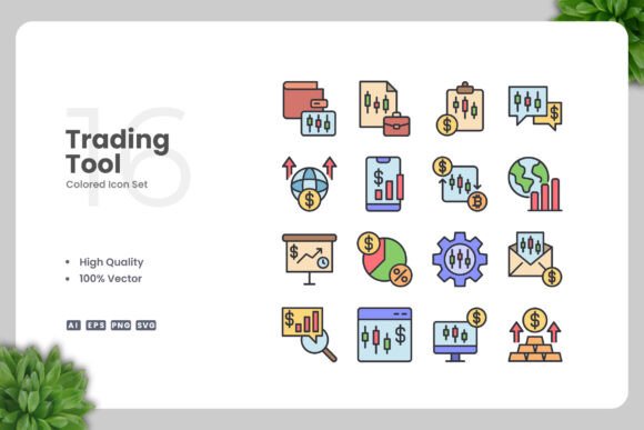 Trading Tool Colored Icons for Every Need
