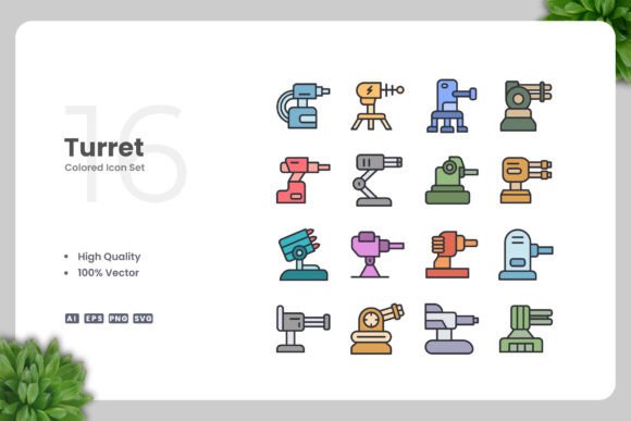 Turret Colored Icons for Creative Projects