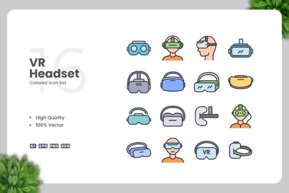 VR Headset Colored Icons for Modern Design