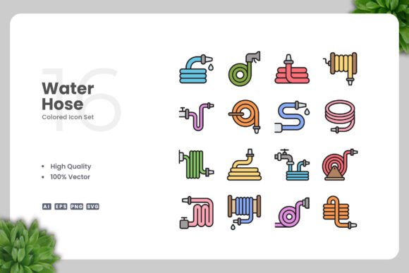 Water Hose Colored Icons for Every Project